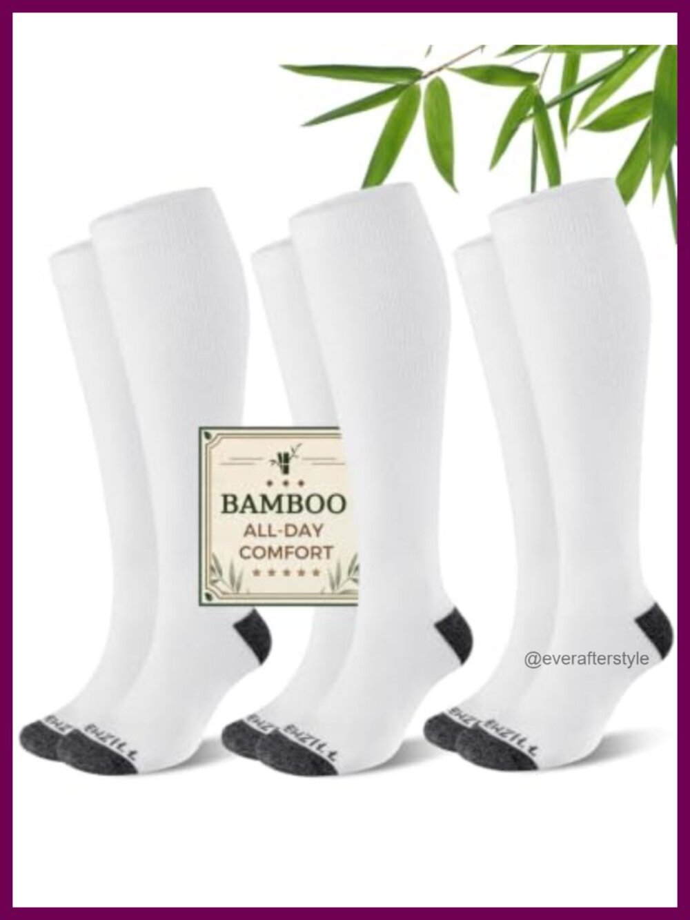 Bamboo Viscose Compression Socks 15-20 mmHg Knee-High 3 Pack